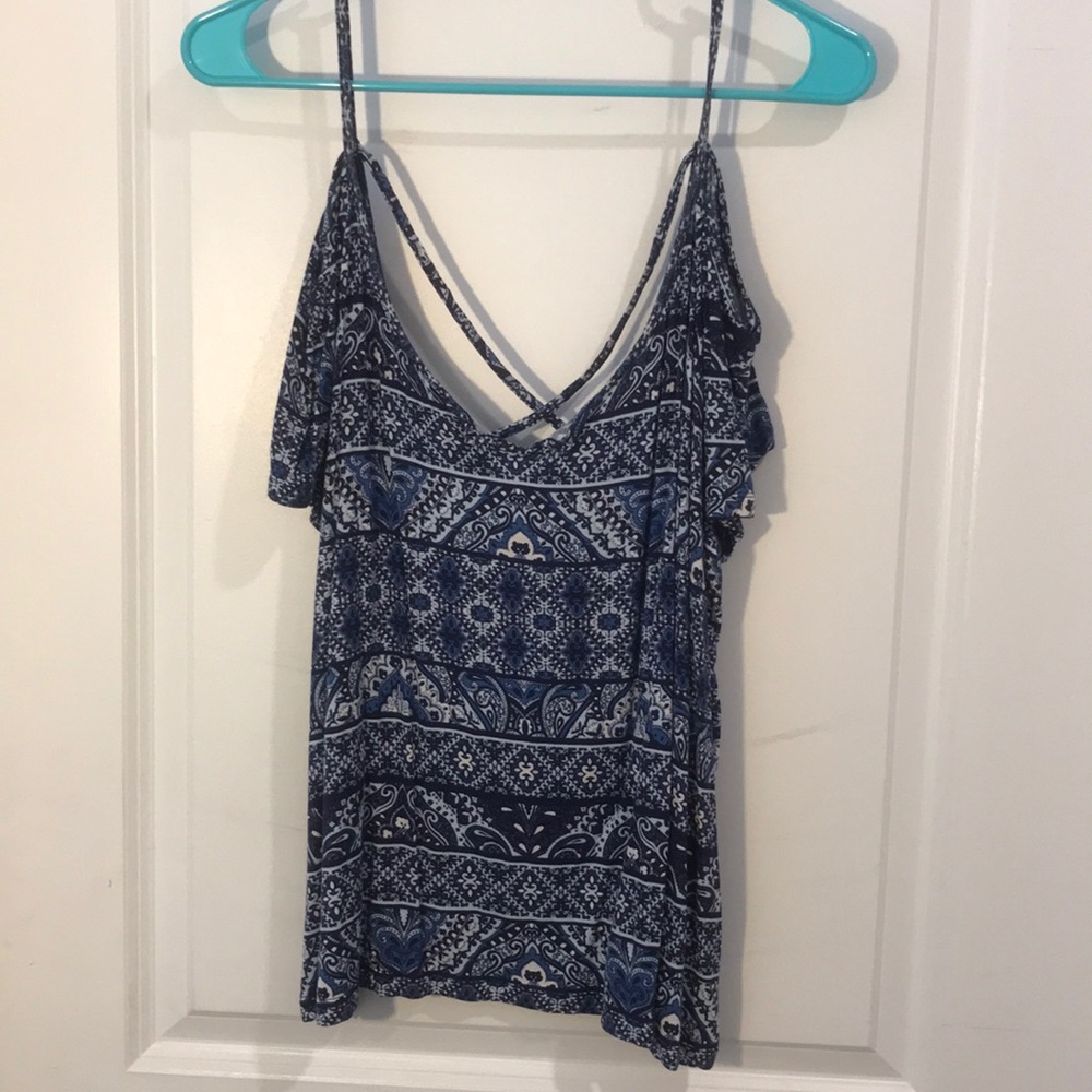 Blue printed strappy shirt-Mudd size sm
